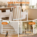 BFNN Free Standing Dog Gate, 16.5" High Short Pet Gate for Stairs and Doorways, Up to 48" Wide Foldable Puppy Fence, Indoor & Outdoor Use, No Drilling and No Assembly, for Small & Toy Dogs, White