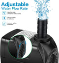 Jhua Water Fountain Pump 300GPH (1100L/H, 21W) Submersible Water Pump, Ultra Quiet Fountain Pumps Submersible Outdoor wi