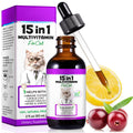 Cat Multivitamin, 15 in 1 Cat Vitamins Liquid Drops, Supports Immune Health, Promotes Joint, Skin and Coat Health, Cats Vitamin and Supplements with Glucosamine & Cranberry 2 fl oz