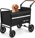 Libbipaw Dog Wagon for Medium & Large Dogs, Foldable All-Terrain Dog Stroller Wagon with Ramp, Adjustable Handle, One-Step Brake, Heavy Duty Pet Wagon (Black)