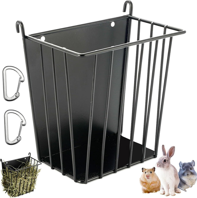 LUAVIARU Upgrades Rabbit Hay Feeder - Guinea Pig Hay Feeder - Metal Frame Hay Rack with Adjustable Hook - Less Wasted - 