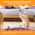 10PCS Cat Worm Toy, Cat Wand Attachment Fuzzy Worm Toys Refill with 1PCS Black String for Wand Replacement, Interactive Cats Kittens Toys for Indoor