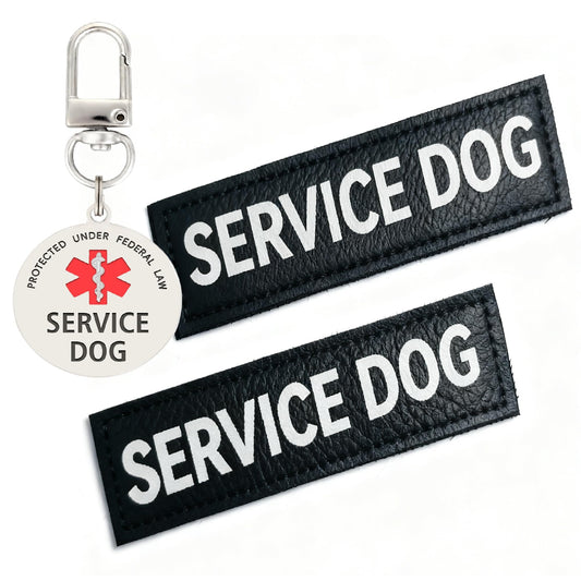 WALITEFU Service Dog Patches 2Pcs, Servcie Dog ID Tag Easily Attach to Collar, Harness, Vest (Medium- 1.18 x 4.33)