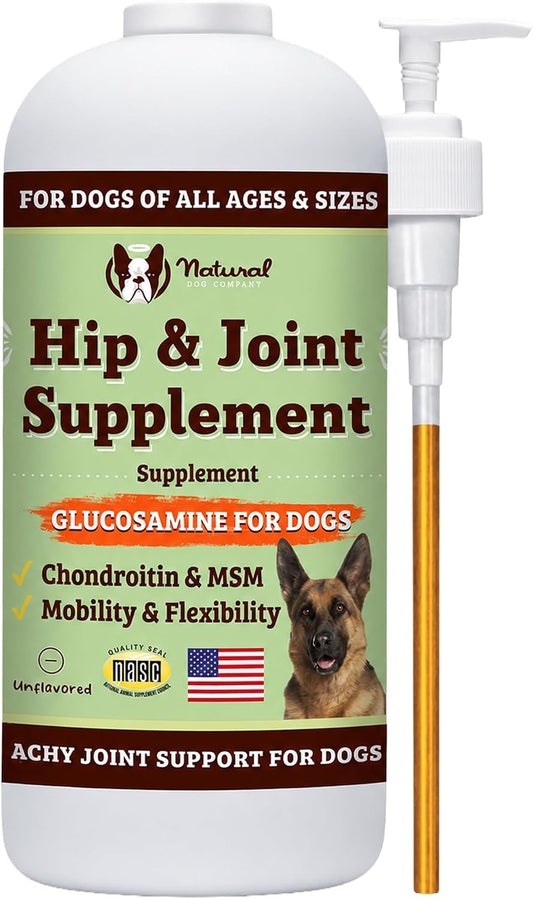 Natural Dog Company Liquid Glucosamine for Dogs, Hip & Joint Oil, 32 fl oz