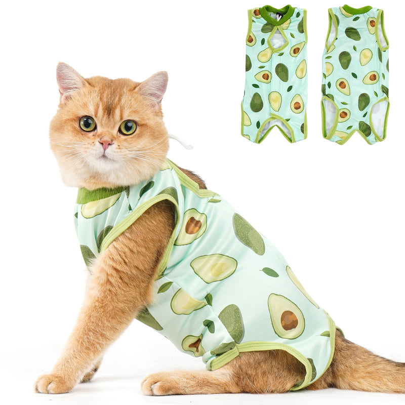 Avont Cat Recovery Suit - Kitten Onesie for Cats After Surgery, Cone of Shame Alternative Surgical Spay Suit for Female Cat, Post-Surgery or Skin Diseases Protection -Avocado(M)