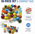 20 Pcs Assorted Glass Marbles, 16mm/0.63 Inch Glass Marbles Bulk, Cats Eye Marbles for Marble Bounce Game, Vase Fillter,