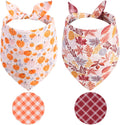 Fall Dog Bandanas 2PCS Large, Thanksgiving Pumpkin Leaf Scarf