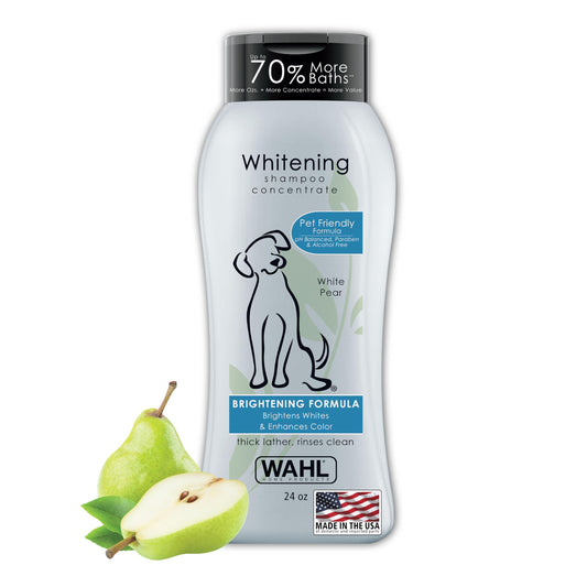 Wahl USA Whitening Shampoo White Pear scent for Pets – Whitening & Animal Odor Control with Silky Smooth Results for Grooming Dirty Dogs – 24 oz - Model 820001A