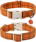 Maca Bates Fall Plaid Dog Collar,Pumpkin Charm,Small for Girl,BoyDogs