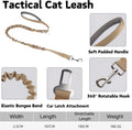 Tactical Cat Harness and Leash Set for Walking Escape Proof Adjustable Large Cat Vest Harness with Patches Soft Mesh Pad