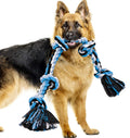 Bmag Dog Rope Toys for Aggressive Chewers, Interactive Heavy Duty Dog Toys for Medium Large Dogs, Tough Twisted Rope Toy with 5 Knots (Blud)