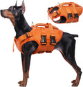 Kuoser Dog Life Jacket, High Flotation Reflective Dog Life Vest, Orange, L