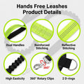 Hands Free Dog Leash 3 Zipper Pounchs with Reflective Strips Poop Bag Dispenser,Waterproof Dog Walking Belt,Dual Handles