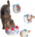 Birthday Cake Snuffle Toy Set, Interactive Enrichment Plush Cake with Squeaker Candle, Treat-Hiding Pocket in Cherries, 