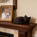 Cragite Black Cat Urns for Ashes, Sleeping Matte Black Pet Urns for Cats, Fur-Like Texture Urn for Cat Ashes, Secure Threaded Closure, Holds Cats Up to 7kg, 6.7 x 5.1 x 3.3 Inches