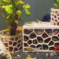 Porous Aquarium Shrimp Hideout with 2 Plant Cups, Multifunctional Fish Tank Breeding Shelter, Aquatic Plant Planter Brac
