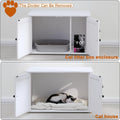 Timberer Cat Litter Box Enclosure, Litter Box Furniture Hidden with Removable Divider, Wooden Cat Washroom Furniture, Indoor Cat House, White
