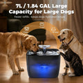 Pet Water Fountain for Large Dogs & Cats, 7L/1.84Gal, Quiet Automatic Pump