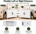 Homhedy Cat Litter Box Enclosure, Wooden Cat Washroom Furniture with Barn Door, Pet House, Fit Most of Litter Box, White