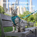 Cat Harness and Leash Set, Escape Proof Cat Vest, Turquoise, XL