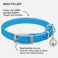 CollarDirect Leather Cat Collar with Removable Bell – Safety Elastic Strap (Breakaway Alternative) – Kitten Collar for Small & Big Boy & Girl Cats