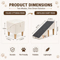 Split Ottoman Dog Ramp for Couch & Bed, 2-in-1 Foldable Wooden Pet Stairs & Steps, Anti-Slip Dog Steps for Small Dogs, P