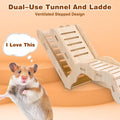 Versatile Hamster Hideout and Exploration Tunnel, Snap-Together Wooden Hamsters Tunnel Burrow with Panoramic Window Hams