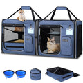 Petskd 2 in 1 Double Cat Car Travel Carrier with Litter Box, 38"x17"x18" Portable Dual Extra Large Cat Carrier for Multiple Cats with Zipper Locks for Moving Across The Country
