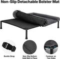 Veehoo Elevated Dog Bed Large Sized with Fluffy Plush Bolster Cushion, Washable Orthopedic Dog Couch Bed, Cooling Raised Pet Cot with Removable Mat, Breathable Mesh, No-Slip Feet, 45 x 34 inches, Grey