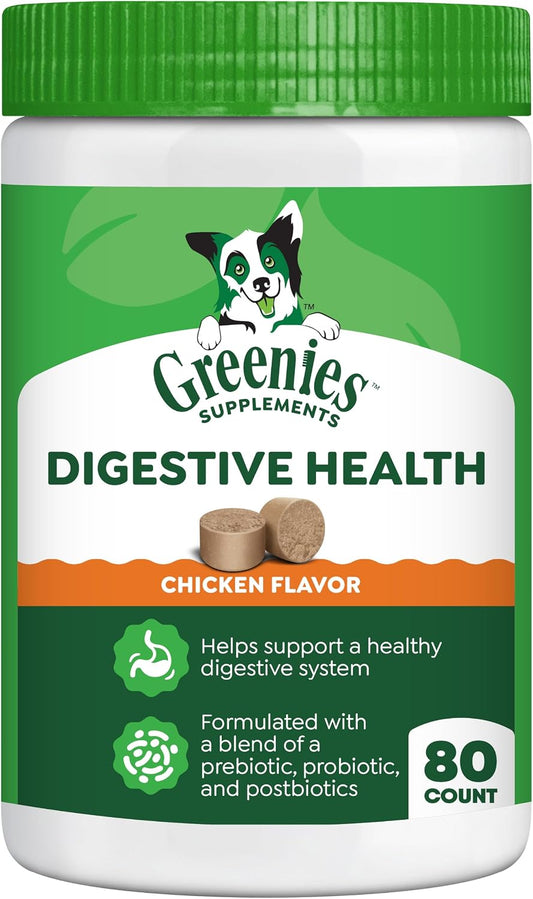 Greenies Supplements Digestive Health Soft Dog Chews, Chicken, 80 Count