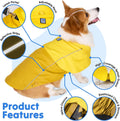 LOWRIDER Dog Raincoat- Adjustable Waterproof, Windproof, and Lightweight All Weather Rain Jacket and Poncho with Reflective Stripes, Yellow (Medium)