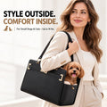 Dog Purse Carrier for Small Dogs, Stylish Foldable Pet Carrier Purse Tote Bag with Washable Cushion & Safety Leash, Airline Approved Puppy Travel Bag with Pockets (Black)