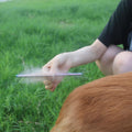 ROPO Dog Comb for Removing Matted Fur - Pet Dematting Comb with Rounded Teeth and Non-Slip Grip Handle - Prevents Knots 