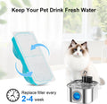Cat Water Fountain Wireless,Stainless Steel-Rechargeable- Battery Operated Cat Water Fountain,108oz/ 3.2l Automatic Cord