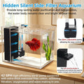 DaToo 1 Gallon Fish Tank Betta Fish Tank Small Nano Aquarium Starter Kit with LED Lighting and Water Filter Pump System