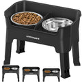 URPOWER 3-in-1 Elevated Dog Bowls - Mess Proof Double Deck 4 Height Adjustable Raised Stand with 2 Stainless Steel Food Bowls & Licking Plate for Small, Medium & Large Dogs