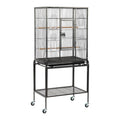 VINGLI 53-inch Bird Cage with Wheels, Durable Wrought Iron Parakeet Cage with Slide Out Tray, Black Bird Cages for Parakeets/Lovebird/Cockatiels/Budgies and Other Small/Medium Birds (Black, 53 inch)