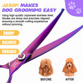 JASON Curved Dog Grooming Scissors - 7.5" Round Tip Shears Adjustable Screw