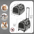 Large Pet Carrier with Wheels, Foldable Rolling Dog Carrier with Big Pocket, Cat Rolling Bag 21"x13"x13" for 2 Cats &Dog