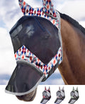 Harrison Howard LumiVista Horse Fly Mask Long Nose with Ears UV Protection for Horse Tribal Rhombus M Cob