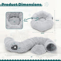 DUMOS Cat Tunnel Bed for Indoor Cats, Cave Donut Play Tunnel, Silver