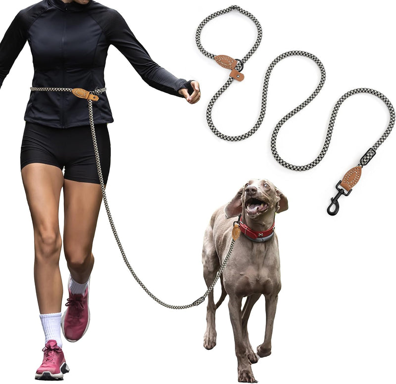 Mile High Life Hands Free Dog Leash, Crossbody Waist Leash with Genuine Leather Connection, Multifunctional Adjustable S