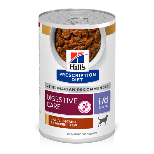 Hill's Prescription Diet i/d Low Fat Digestive Care Wet Dog Food, Rice, Vegetable, & Chicken Stew, 12.5 oz. Cans, 12-Pack
