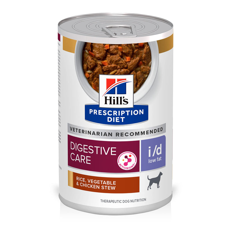 Hill's Prescription Diet i/d Low Fat Digestive Care Wet Dog Food, Rice, Vegetable, & Chicken Stew, 12.5 oz. Cans, 12-Pack