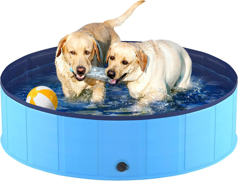 Niubya Foldable Dog Pool, Collapsible Plastic Dog Swimming Pool, 48x12 in