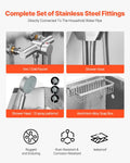 VEVOR Professional Dog Washing Station, 34 Inch Stainless Steel Pet Grooming Tub with Hot & Cold Faucet, Showerhead, Storage Rack, No-Bend All-in-One Bathtub, Home Wash Sink, Fits Small Cats and Dogs