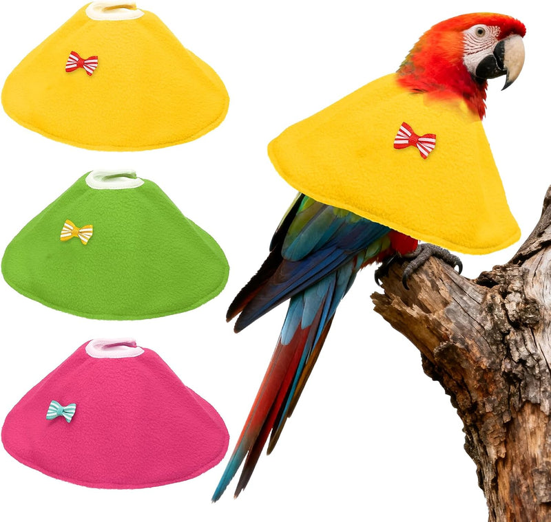 3Pcs Bird Collar Cone Protective Recovery Yellow/Green/Pink XL