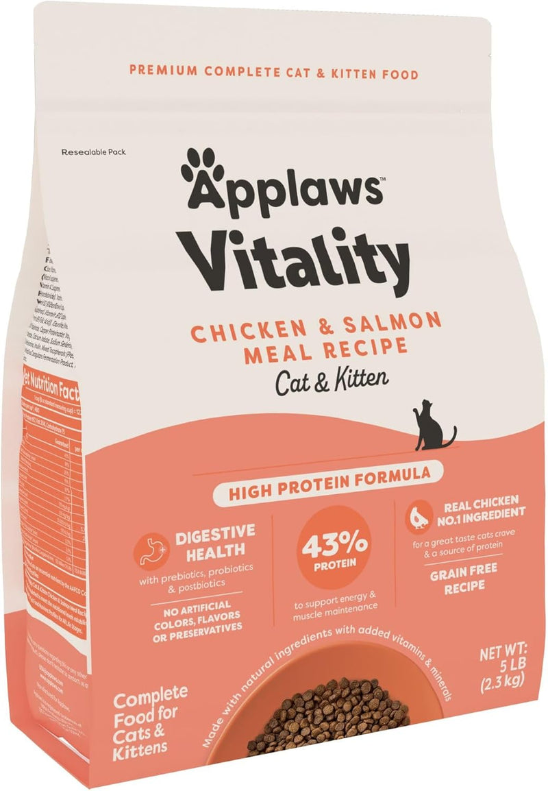 Applaws Vitality Chicken & Salmon Grain Free Dry Cat Food 5 lb Bag