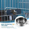2Pcs Stainless Steel Bird Feeding Bowls, Parrot Food Water Feeder Cage Cup Holder Dia 3.93",4.72"