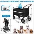 Libbipaw Dog Wagon for Medium & Large Dogs, Foldable All-Terrain Dog Stroller Wagon with Ramp, Adjustable Handle, One-Step Brake, Heavy Duty Pet Wagon (Black)